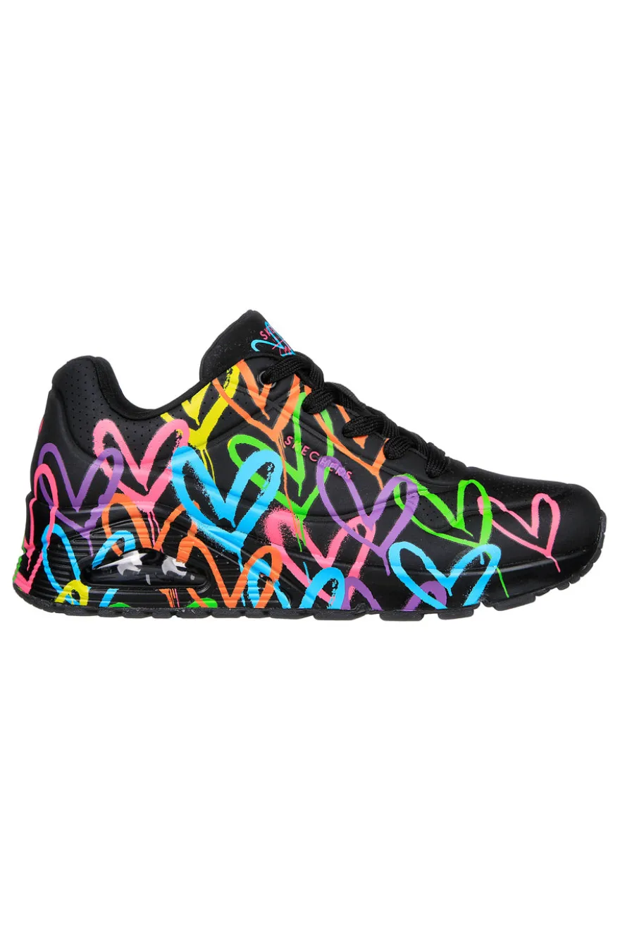 Sneakers Nere Con Cuori Multicolor Skechers Uno Highlight Love