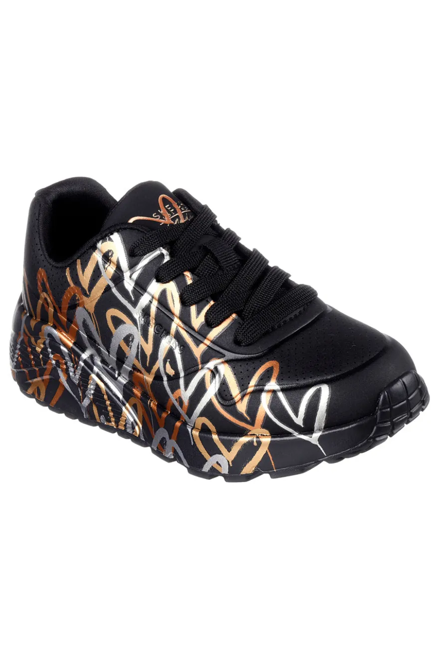 Sneakers nere con cuori Skechers Uno Lite Metallic Love