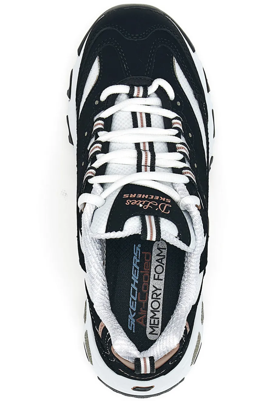 Sneakers nere con dettagli rose gold e Memory Foam Skechers D'Lites Devoted Fan
