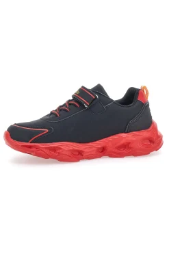 Sneakers Nere con Fiamma Rossa Laterale e Luci Pitt Kids K22886