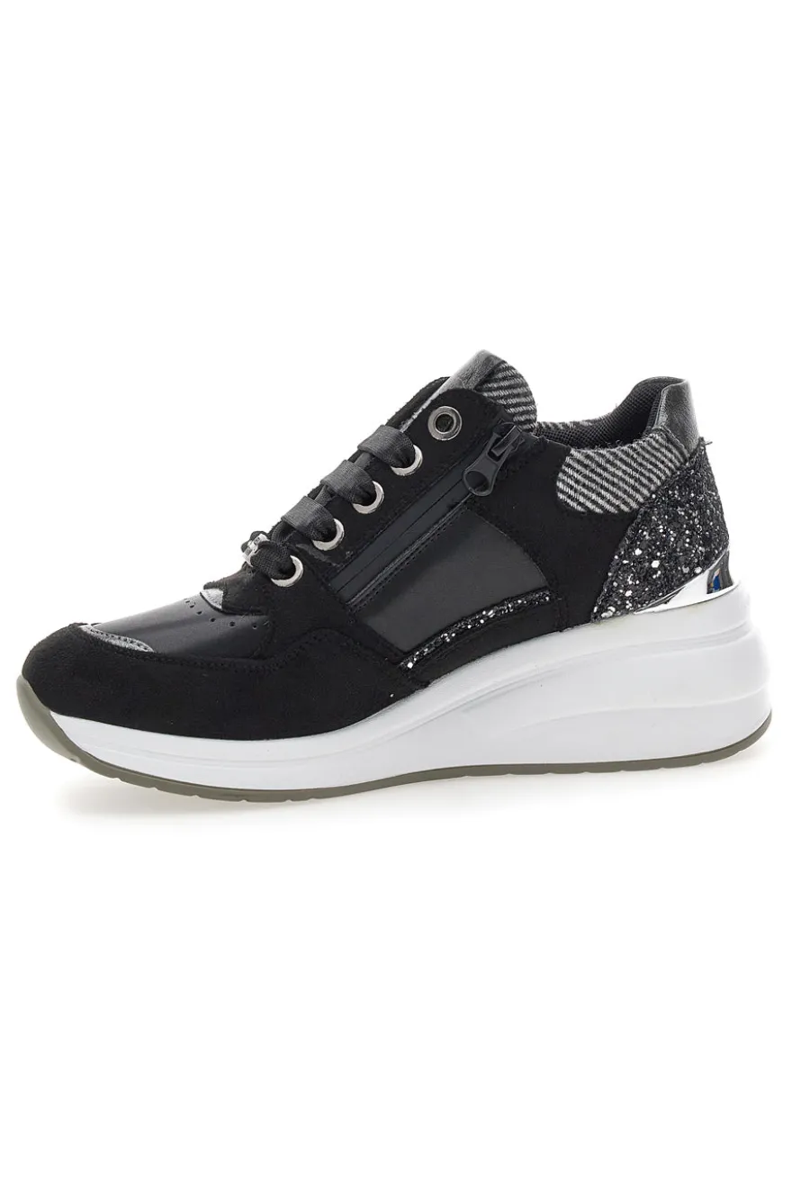 Sneakers nere con glitter e zip laterale Mariella Burani 51751C1120