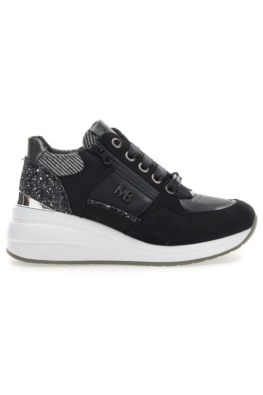 Sneakers nere con glitter e zip laterale Mariella Burani 51751C1120