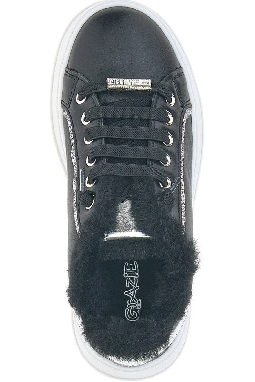 Sneakers nere con pelliccia e dettagli metallici Grazie Girl 153451