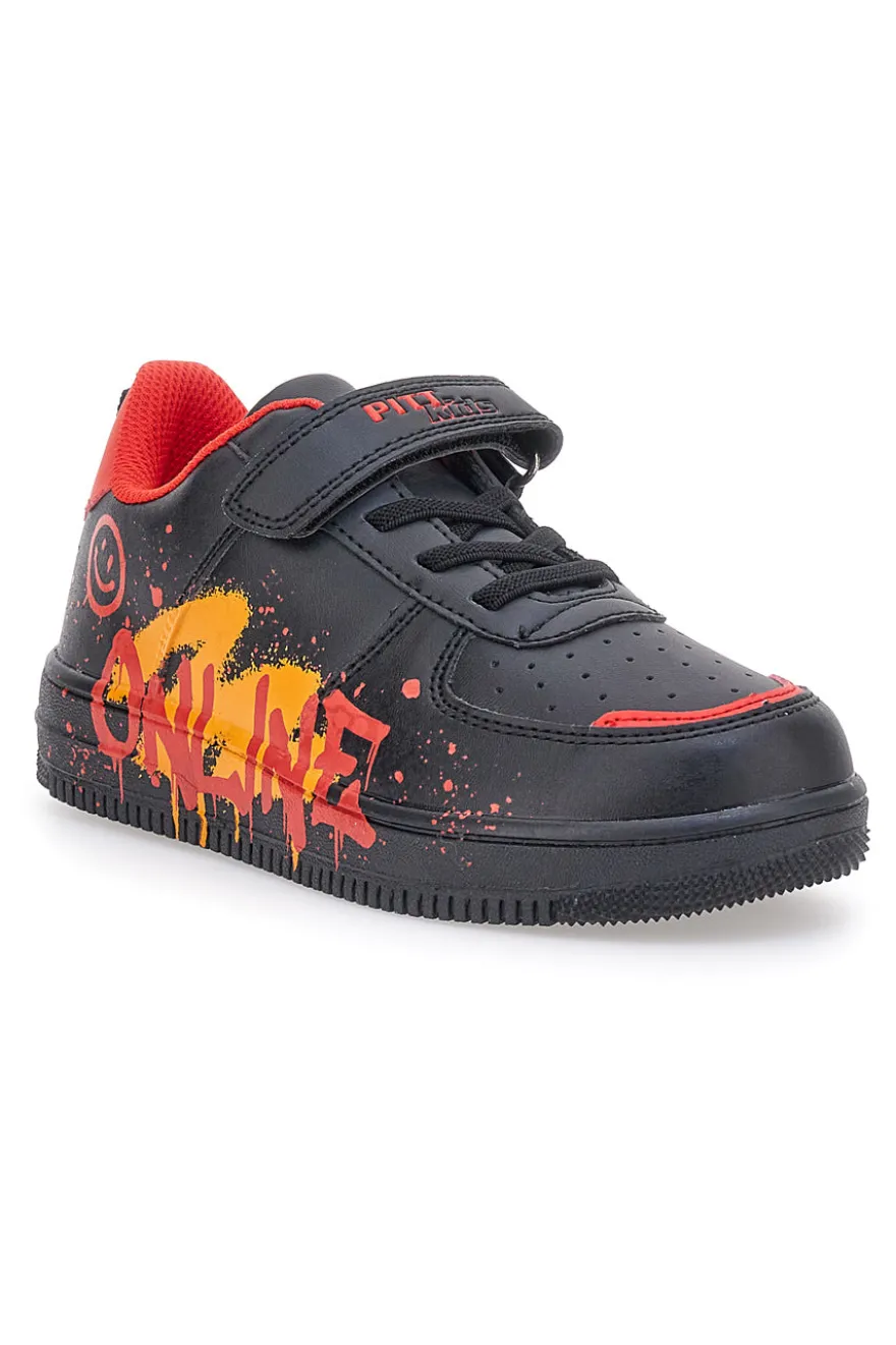 SNEAKERS NERE CON STAMPA COLORATA PITT KIDS K22355