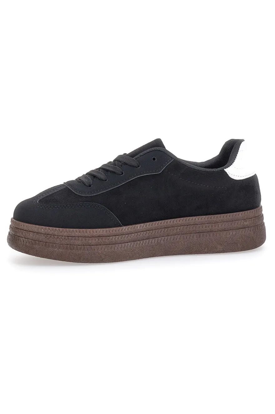 Sneakers Nere e Bianche Con Flatform First Lady 016