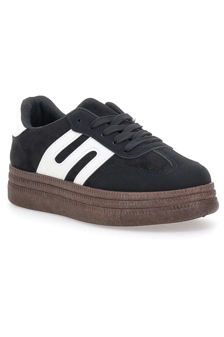 Sneakers Nere e Bianche Con Flatform First Lady 016