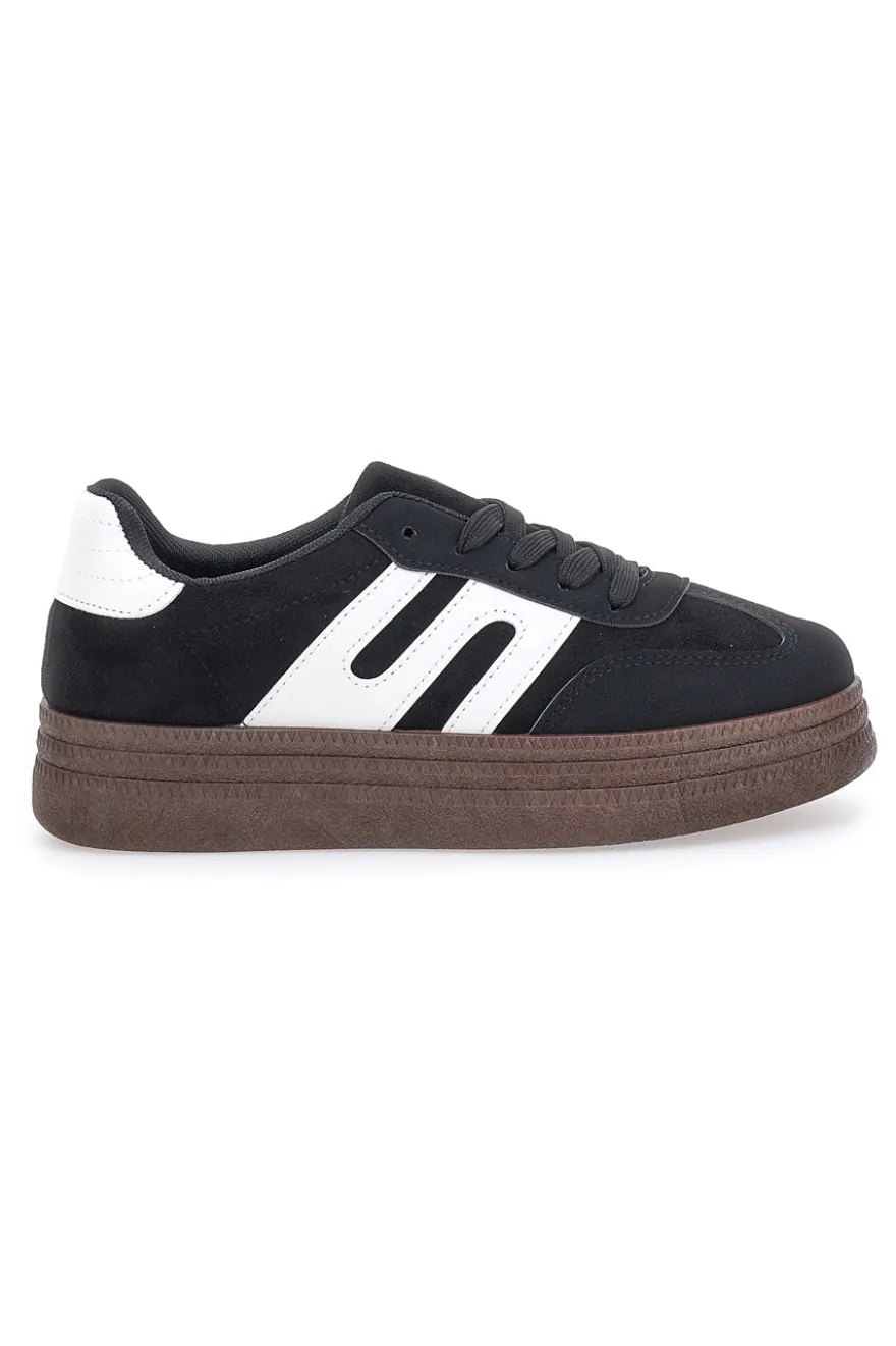 Sneakers Nere e Bianche Con Flatform First Lady 016