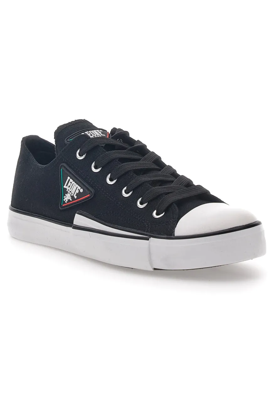 Sneakers Nere e Bianche In Tela Leone 39