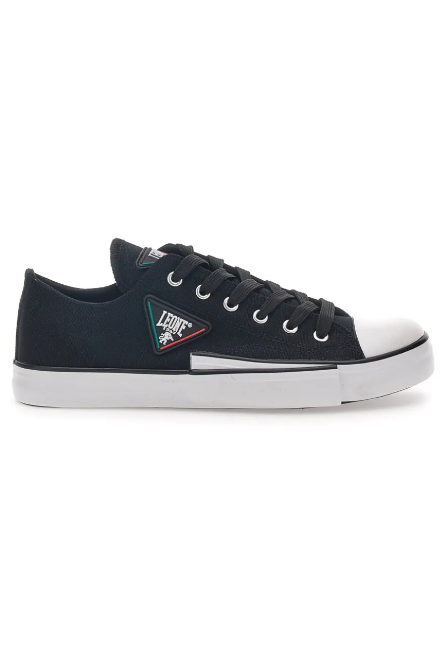 Sneakers Nere e Bianche In Tela Leone 39
