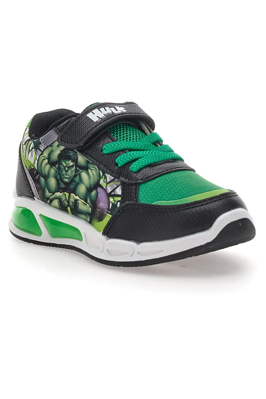 Sneakers Nere e Verdi con Luci e Velcro Avengers Hulk R1010201T