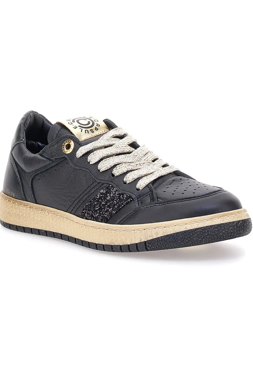 Sneakers nere in pelle con dettagli glitter Made in Italy Pittarello Capsule Kelly
