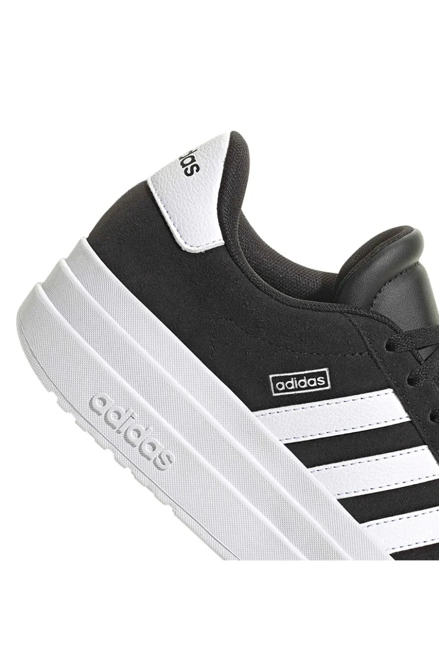 Sneakers nere in suede platform con strisce bianche Adidas VL Court Bold J