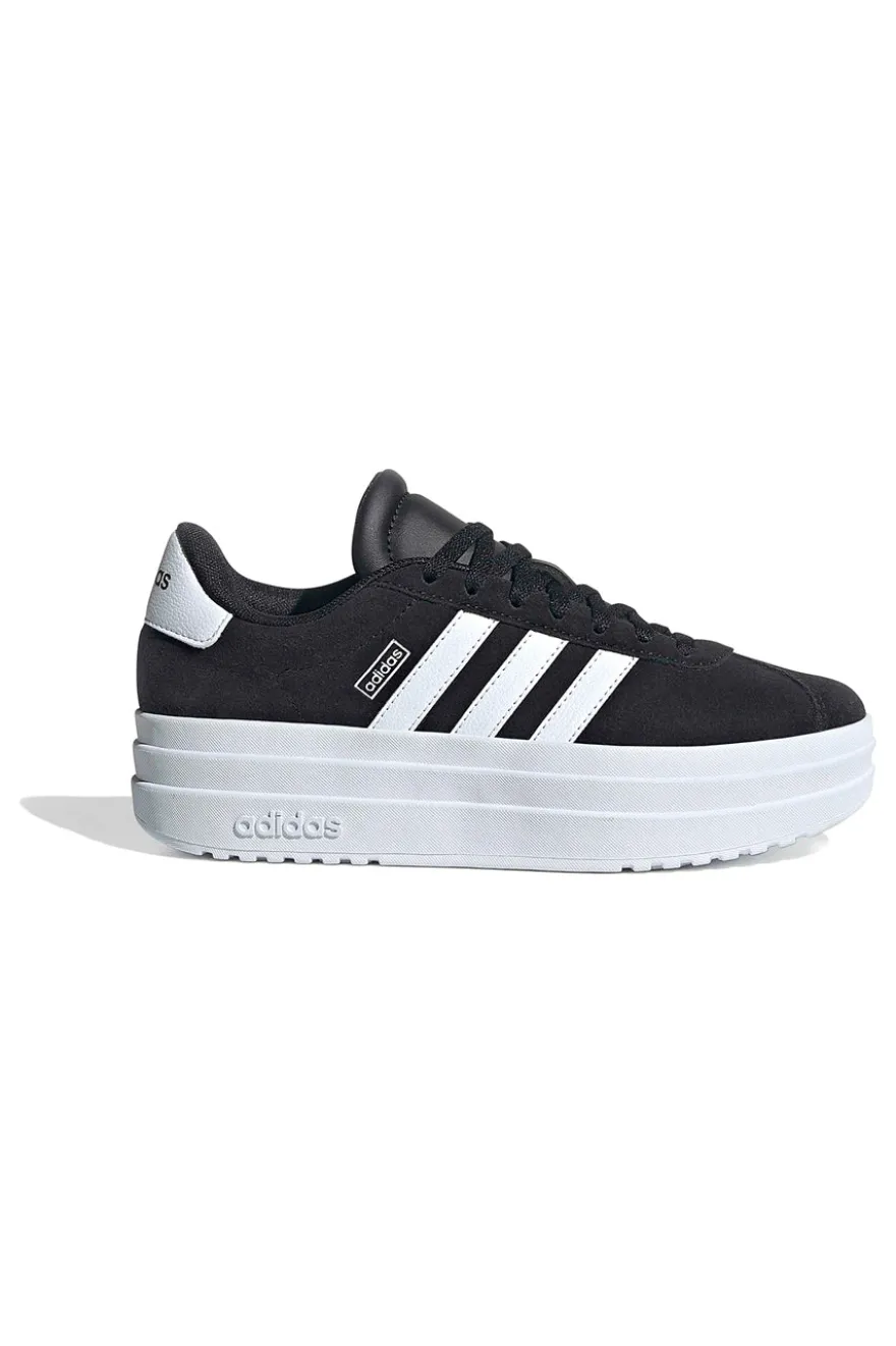 Sneakers nere in suede platform con strisce bianche Adidas VL Court Bold J
