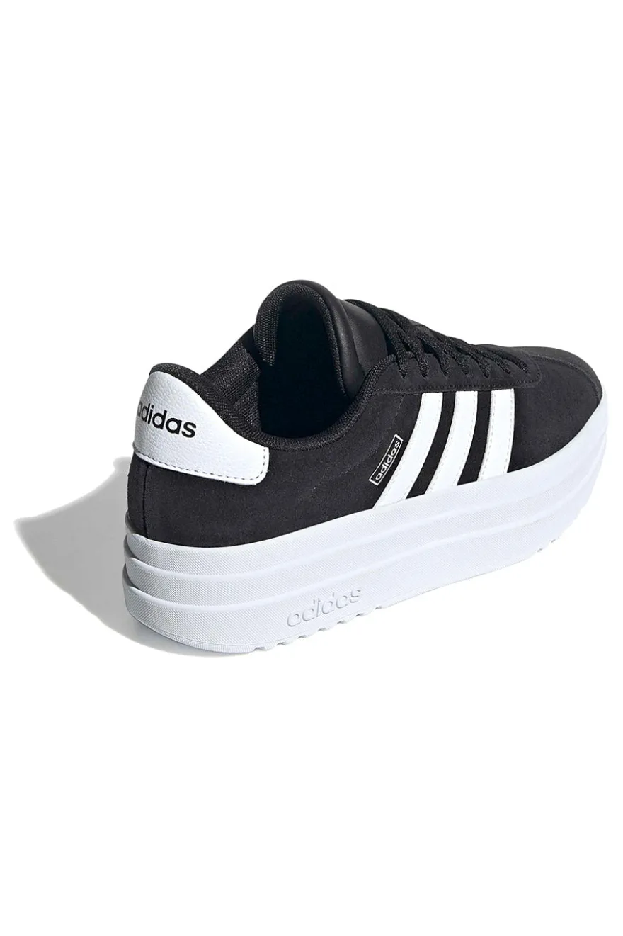 Sneakers nere in suede platform con strisce bianche Adidas VL Court Bold J