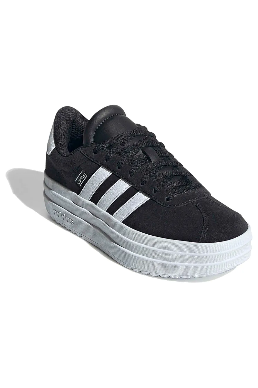 Sneakers nere in suede platform con strisce bianche Adidas VL Court Bold J