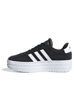 Sneakers nere in suede platform con strisce bianche Adidas VL Court Bold J