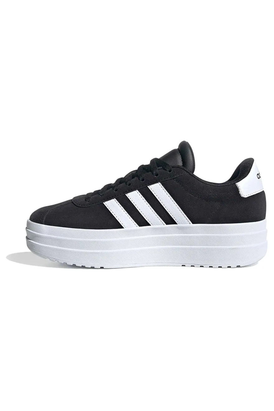 Sneakers nere in suede platform con strisce bianche Adidas VL Court Bold J