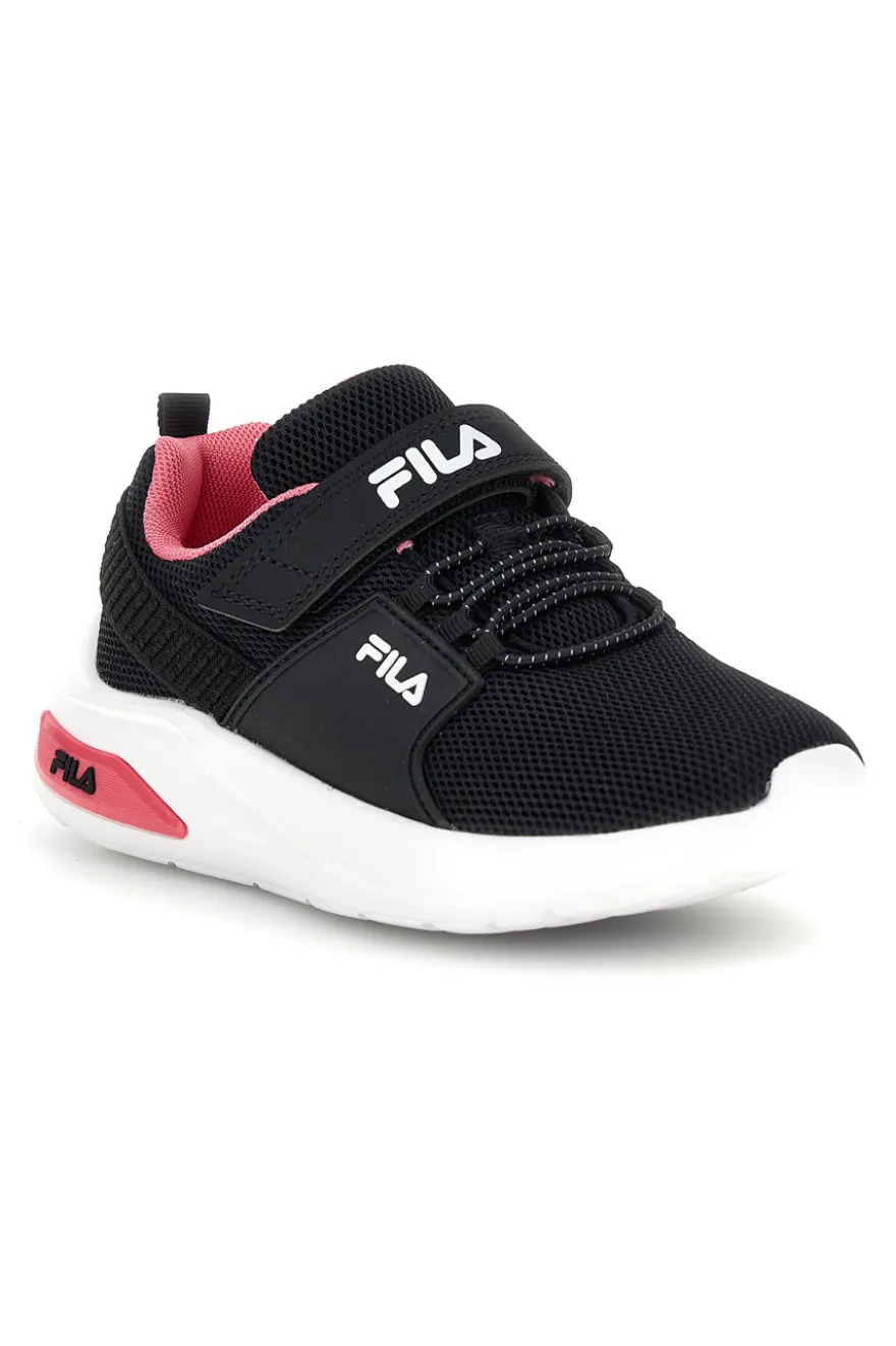 Sneakers nero con strappi e inserti rosa Fila Upspark Velcro Kids