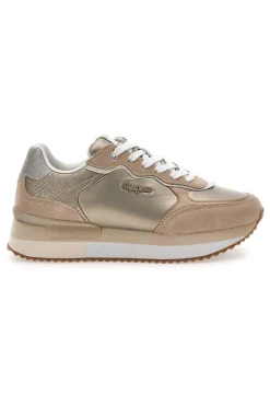 Sneakers Oro Con Dettagli in Pelle e Lacci a Contrasto PEPE JEANS RUSPER SHINE