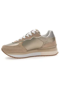 Sneakers Oro Con Dettagli in Pelle e Lacci a Contrasto PEPE JEANS RUSPER SHINE