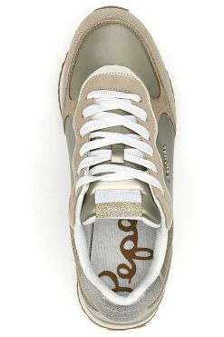 Sneakers Oro Con Dettagli in Pelle e Lacci a Contrasto PEPE JEANS RUSPER SHINE