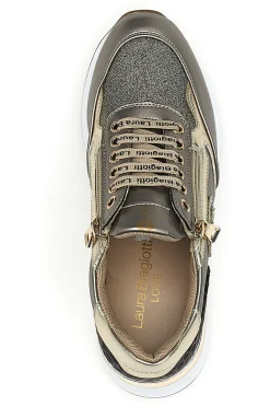 Sneakers oro e bronzo con logo glitter Laura Biagiotti L97609515