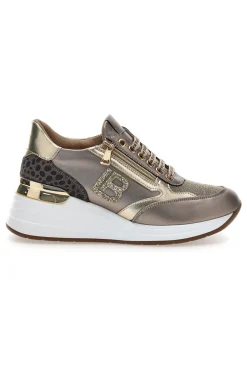Sneakers oro e bronzo con logo glitter Laura Biagiotti L97609515