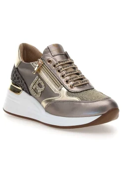 Sneakers oro e bronzo con logo glitter Laura Biagiotti L97609515