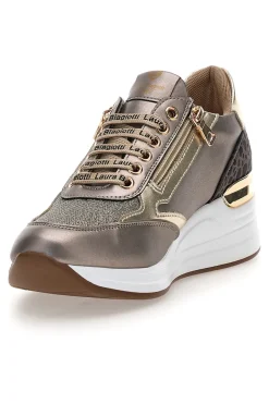 Sneakers oro e bronzo con logo glitter Laura Biagiotti L97609515