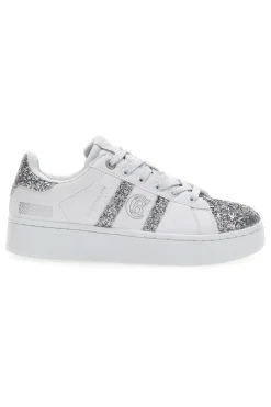 Sneakers Platform Cotton Belt Yard Glitter Bianche