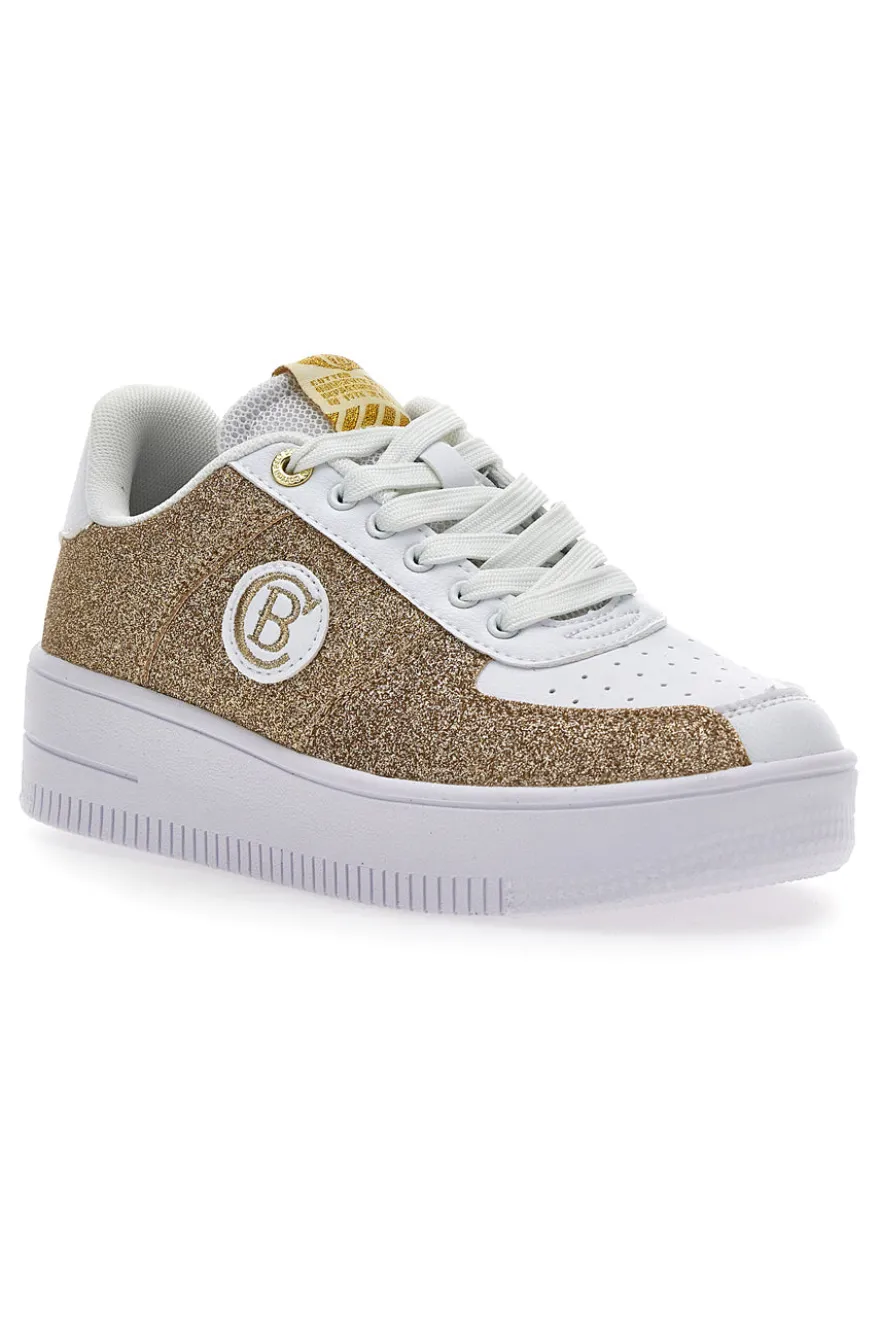 Sneakers Platform Cotton Belt Bipolar Glitter oro