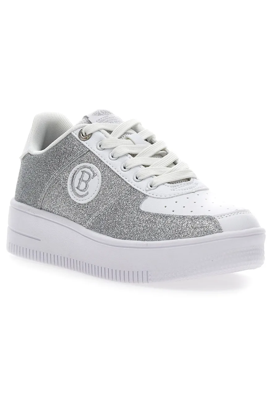 Sneakers Platform Cotton Belt Bipolar Glitter Argento