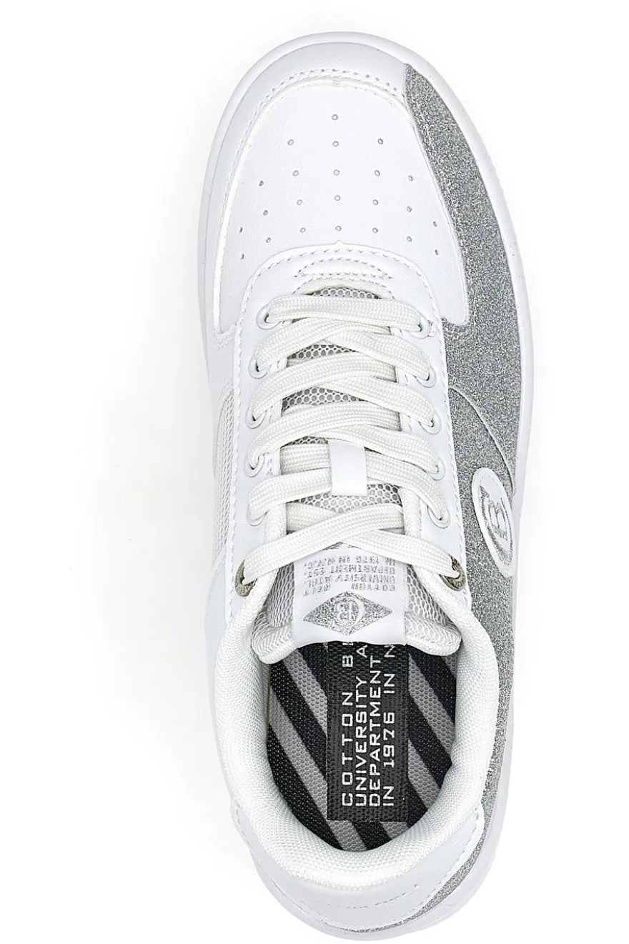 Sneakers Platform Cotton Belt Bipolar Glitter Argento