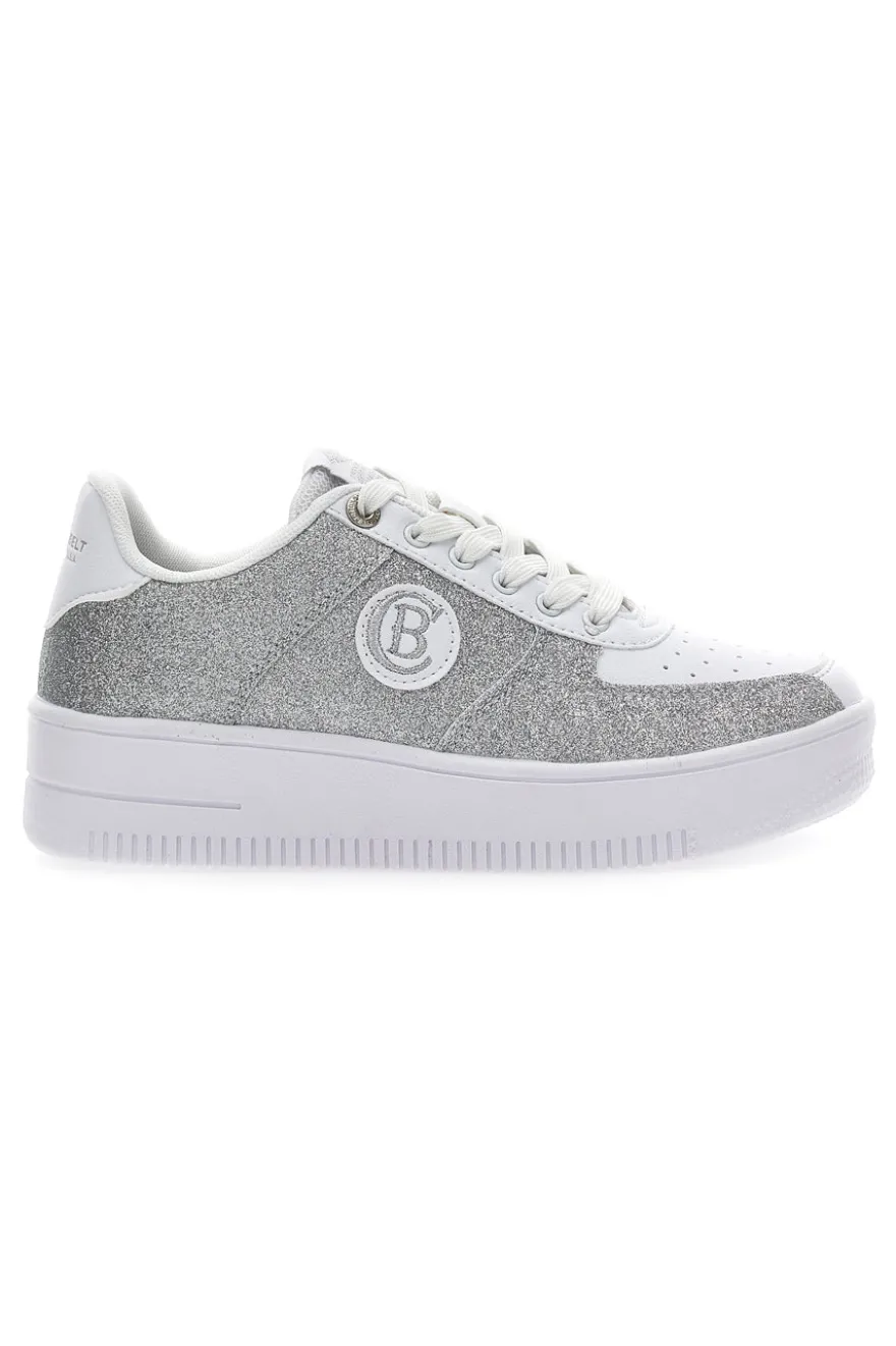 Sneakers Platform Cotton Belt Bipolar Glitter Argento