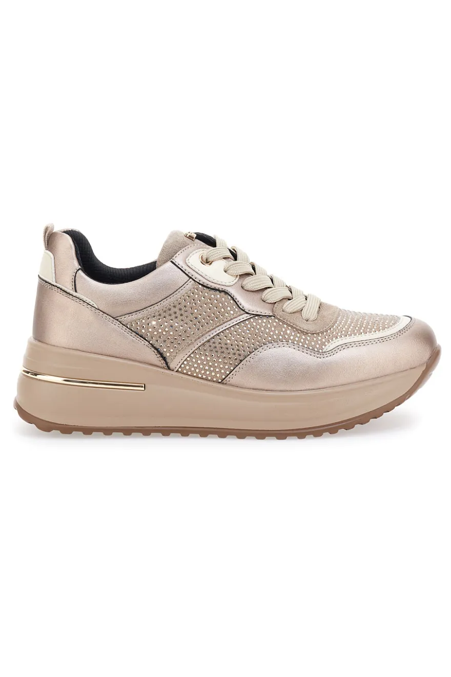 Sneakers Platino Con Platform e Glitter Inblu IN397054
