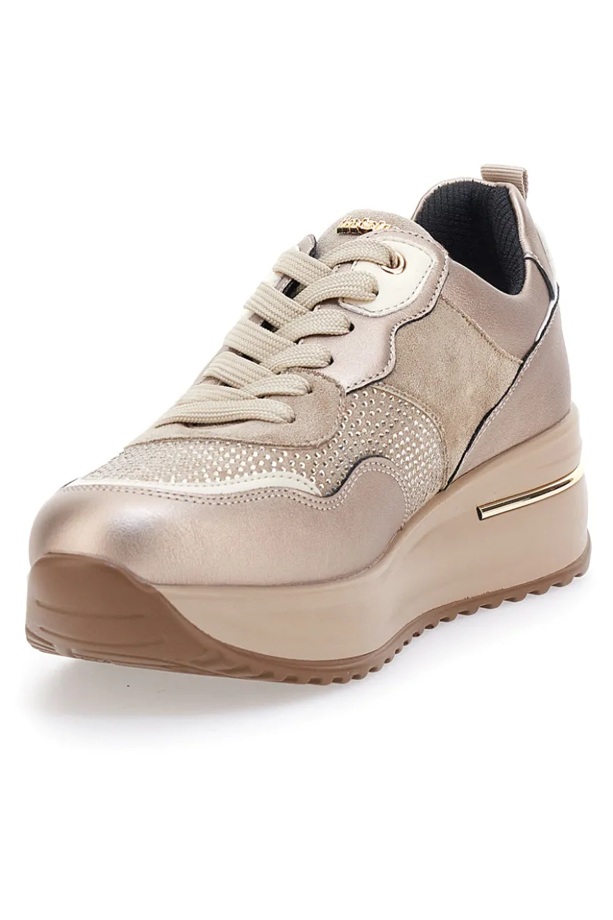 Sneakers Platino Con Platform e Glitter Inblu IN397054