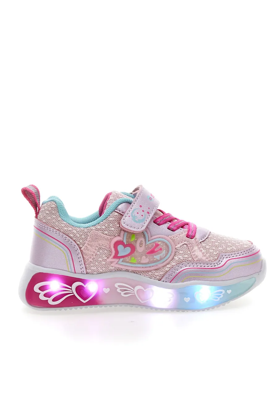 Sneakers rosa con luci e dettagli glitter M-Kids MG25104