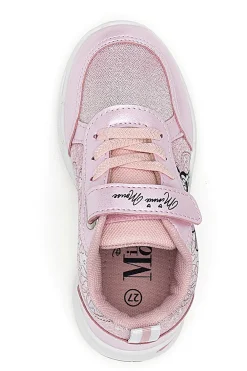 Sneakers Rosa con Velcro e Brillantini e Luci nella Suola MINNIE D3010663T