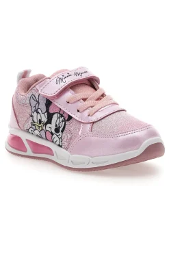 Sneakers Rosa con Velcro e Brillantini e Luci nella Suola MINNIE D3010663T