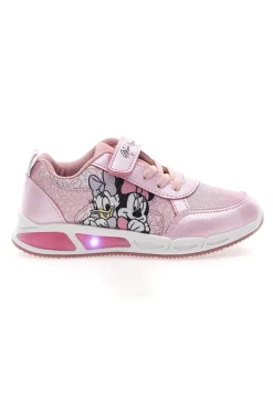 Sneakers Rosa con Velcro e Brillantini e Luci nella Suola MINNIE D3010663T