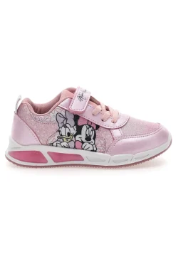 Sneakers Rosa con Velcro e Brillantini e Luci nella Suola MINNIE D3010663T