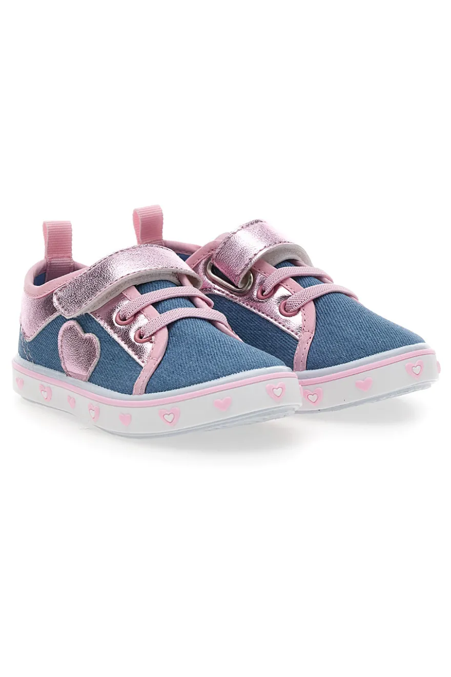 Sneakers rosa e blu con cuore Pitt kids PK2469A