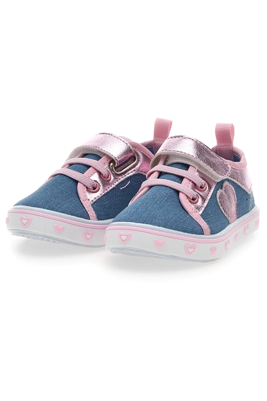 Sneakers rosa e blu con cuore Pitt kids PK2469A