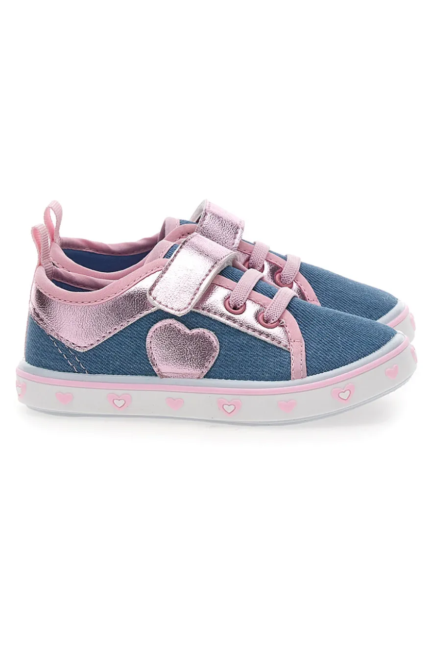 Sneakers rosa e blu con cuore Pitt kids PK2469A