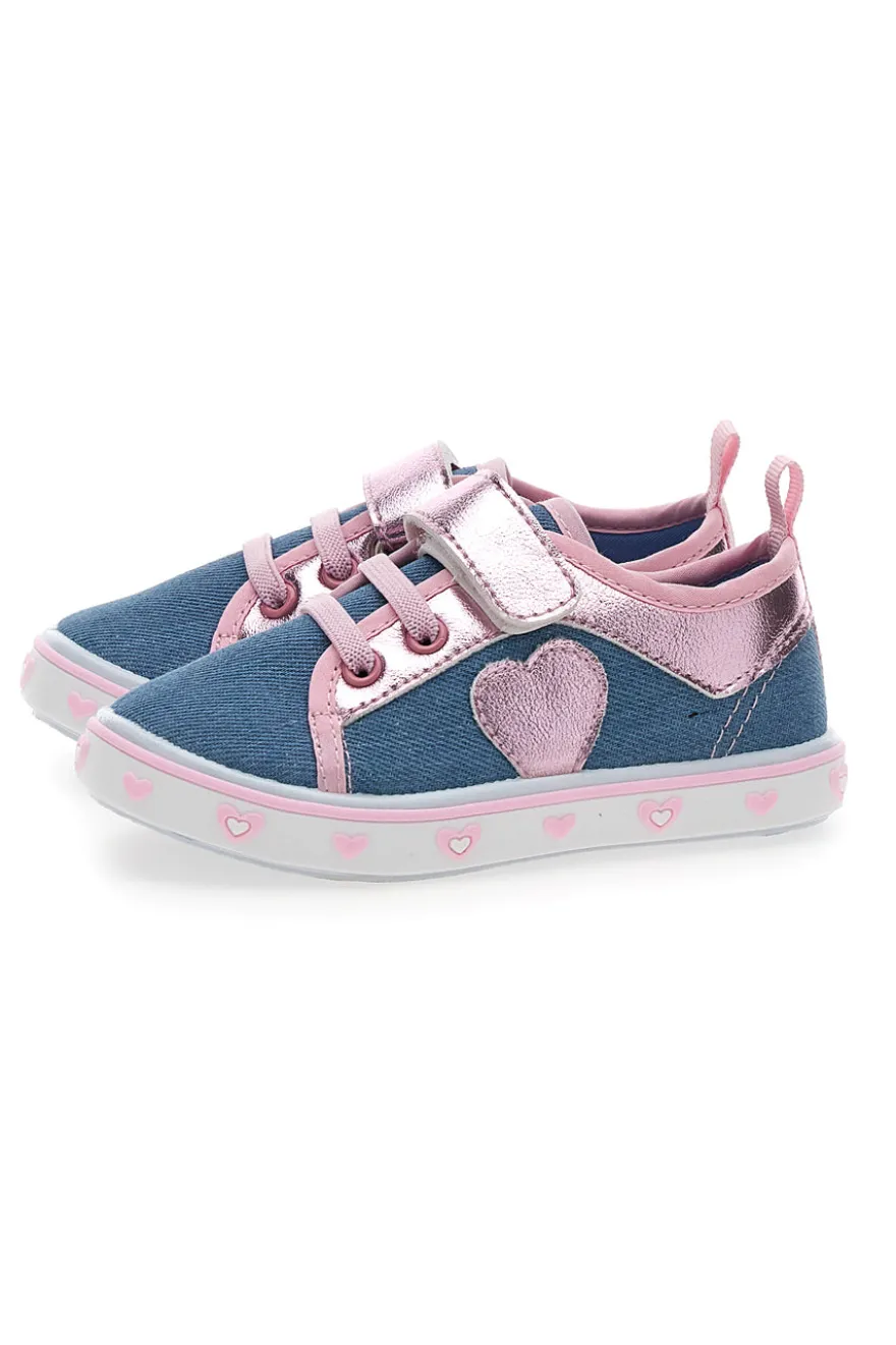 Sneakers rosa e blu con cuore Pitt kids PK2469A