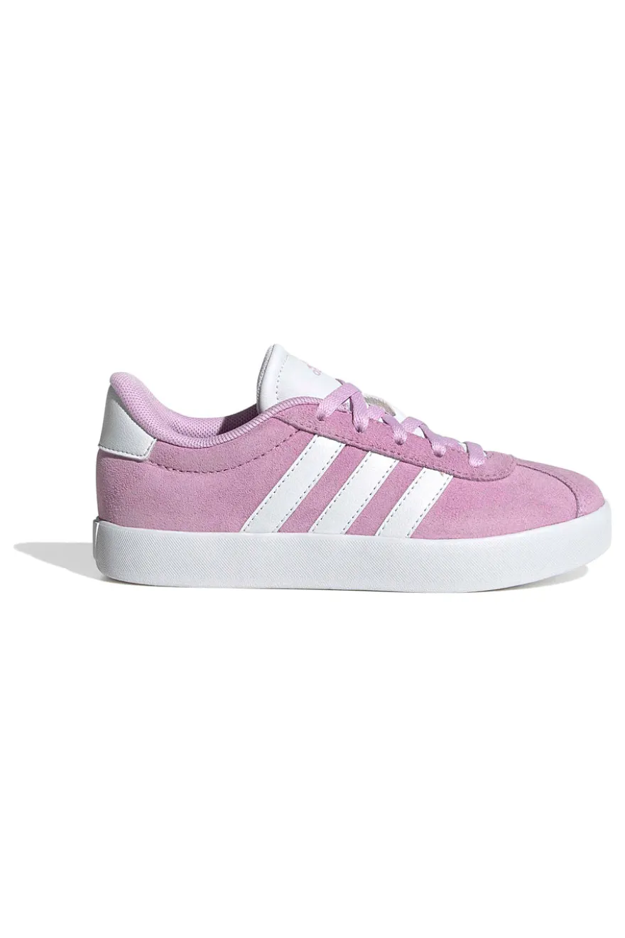 Sneakers rosa in suede con strisce bianche Adidas VL Court 3.0 K