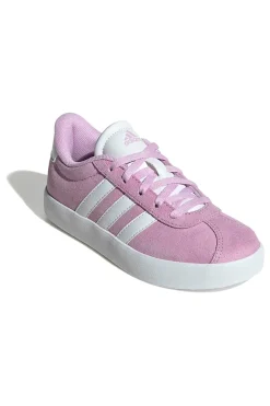 Sneakers rosa in suede con strisce bianche Adidas VL Court 3.0 K