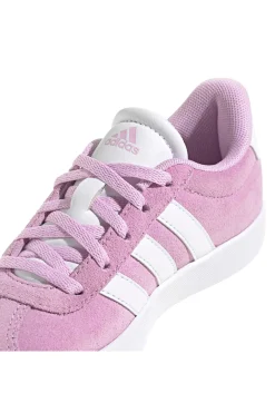 Sneakers rosa in suede con strisce bianche Adidas VL Court 3.0 K