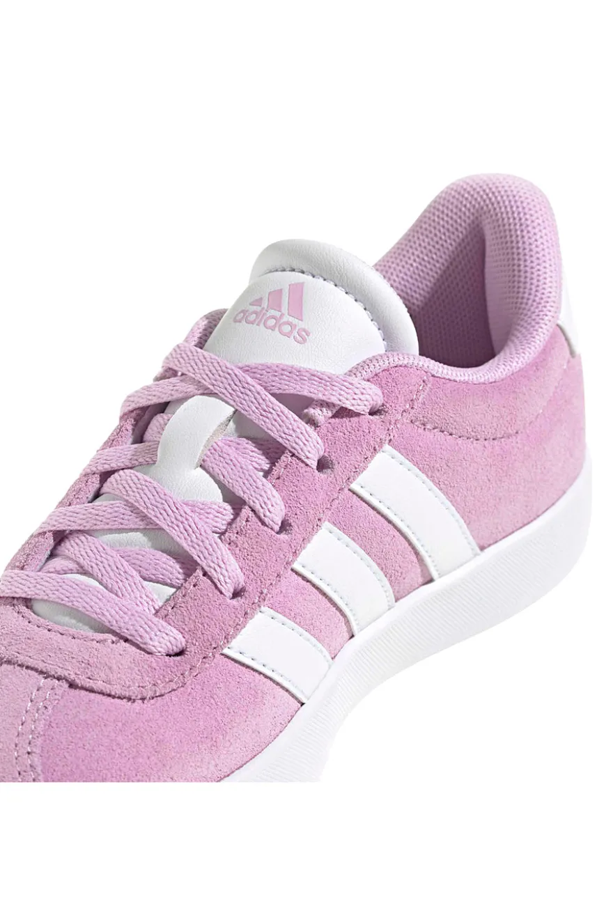 Sneakers rosa in suede con strisce bianche Adidas VL Court 3.0 K