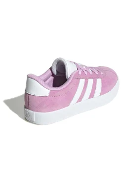 Sneakers rosa in suede con strisce bianche Adidas VL Court 3.0 K
